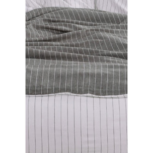 Parure de lit 100% coton tisse teint Kaki