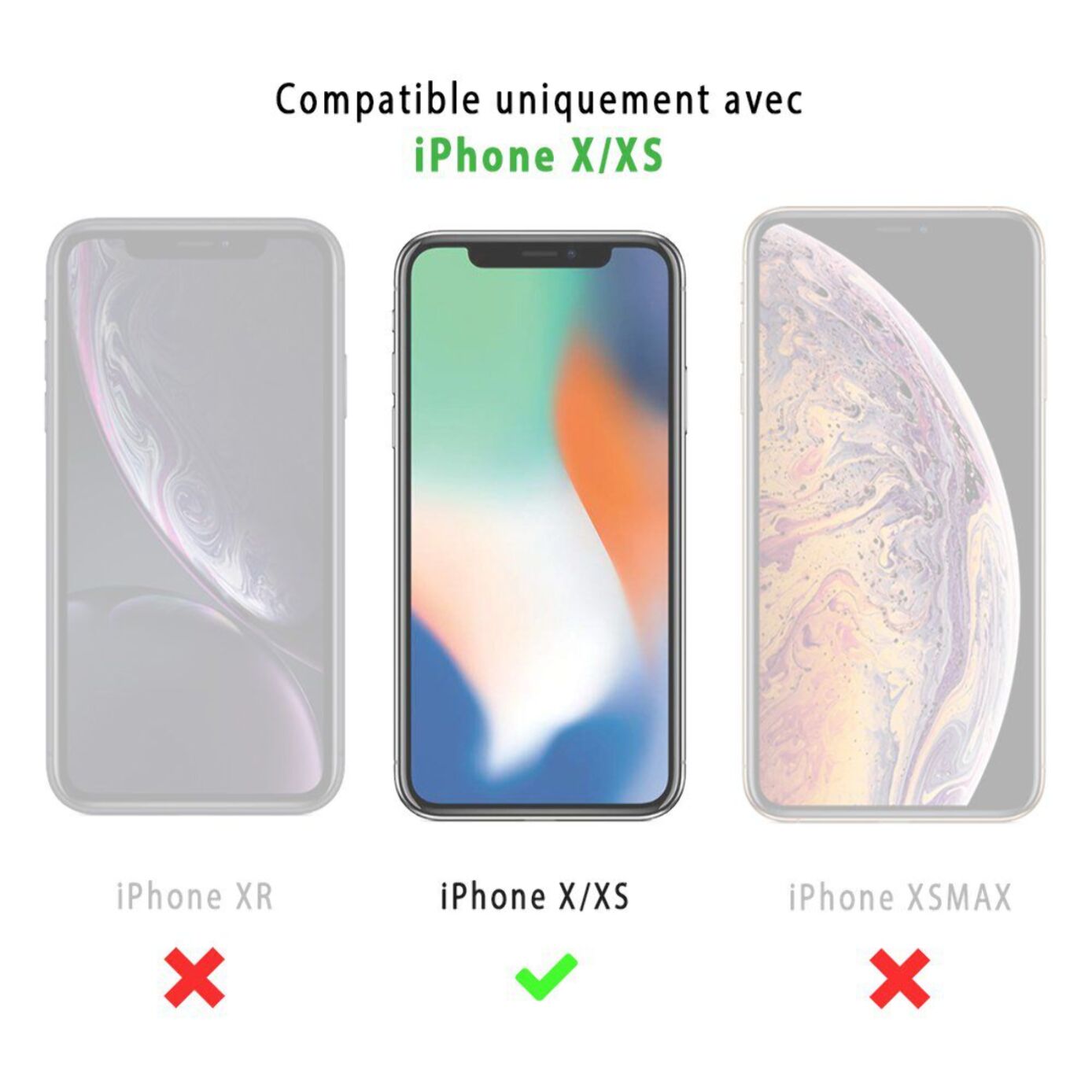 Coque iPhone X/XS Silicone Liquide noir avec vitre de protection en verre trempé