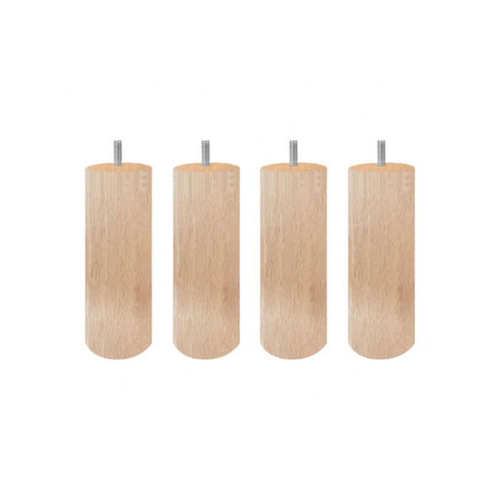 Pieds de lit 20 cm ronds en bois - 4 coloris - lot de 4 - EDDY