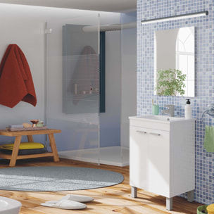 Mueble baño levis 2p 50cm color blanco brillo con espejo, sin lavabo