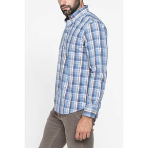 CAMICIA FANTASIA TINTO FILO CON COLLO BUTTON-DOWN