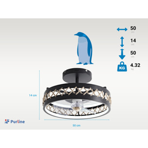 Lampe LED à ventilateur avec détails de finition en corde