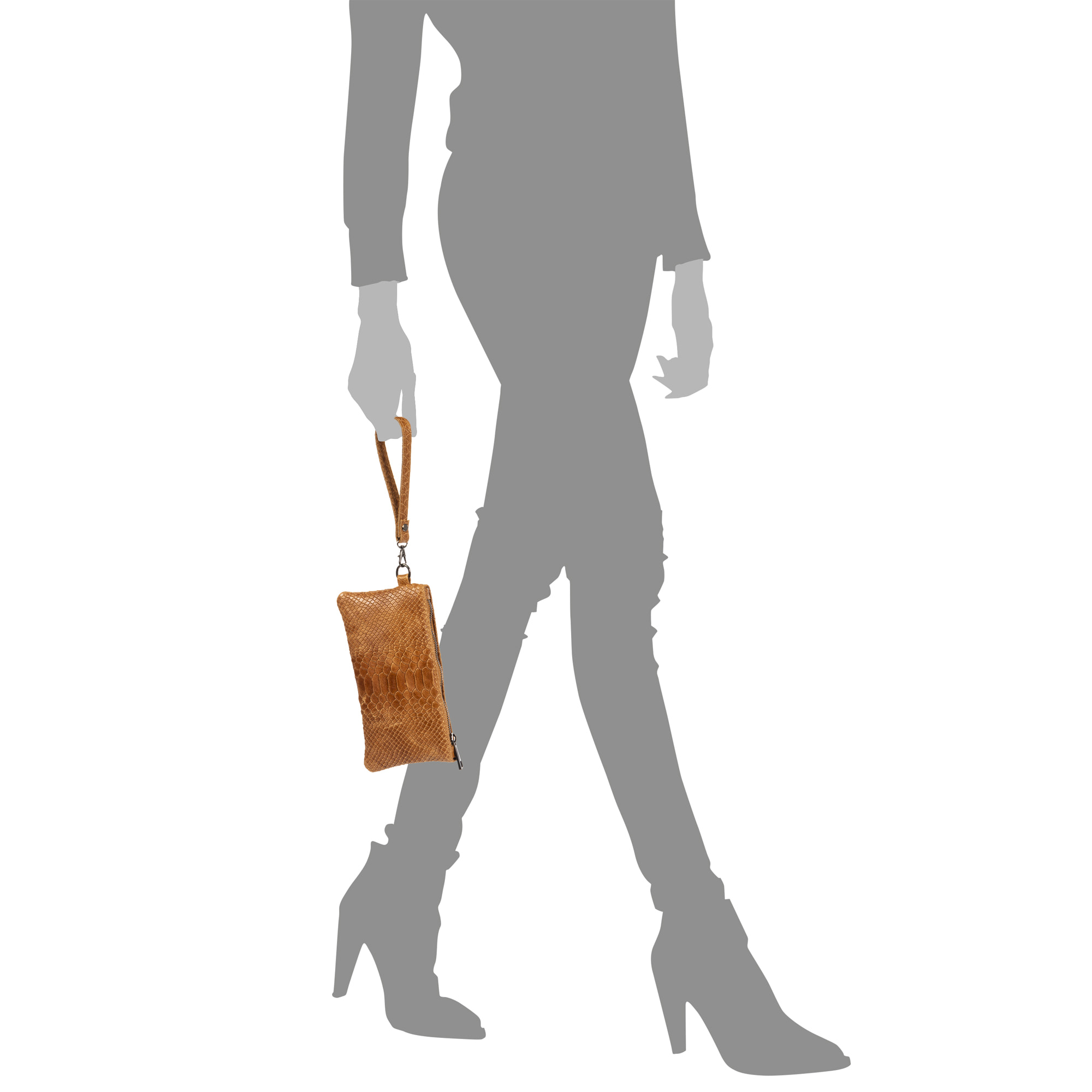 Fiorella Borsa a mano Donna.Pelle autentica Camoscio Serpente Inciso