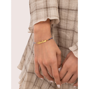 Pulsera Abuela Heart Cianita Acero Baño Oro