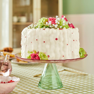 Présentoir Fleur de rose D28cm rose et vert