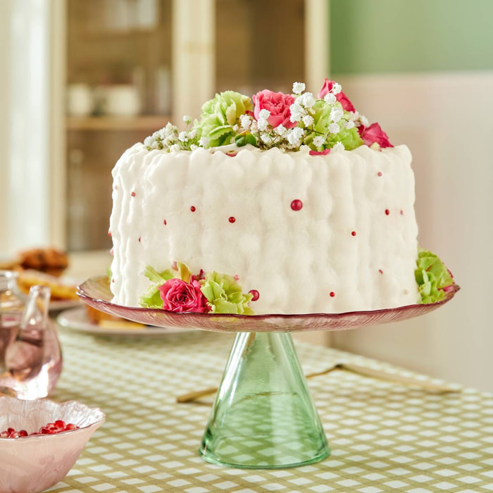 Présentoir Fleur de rose D28cm rose et vert