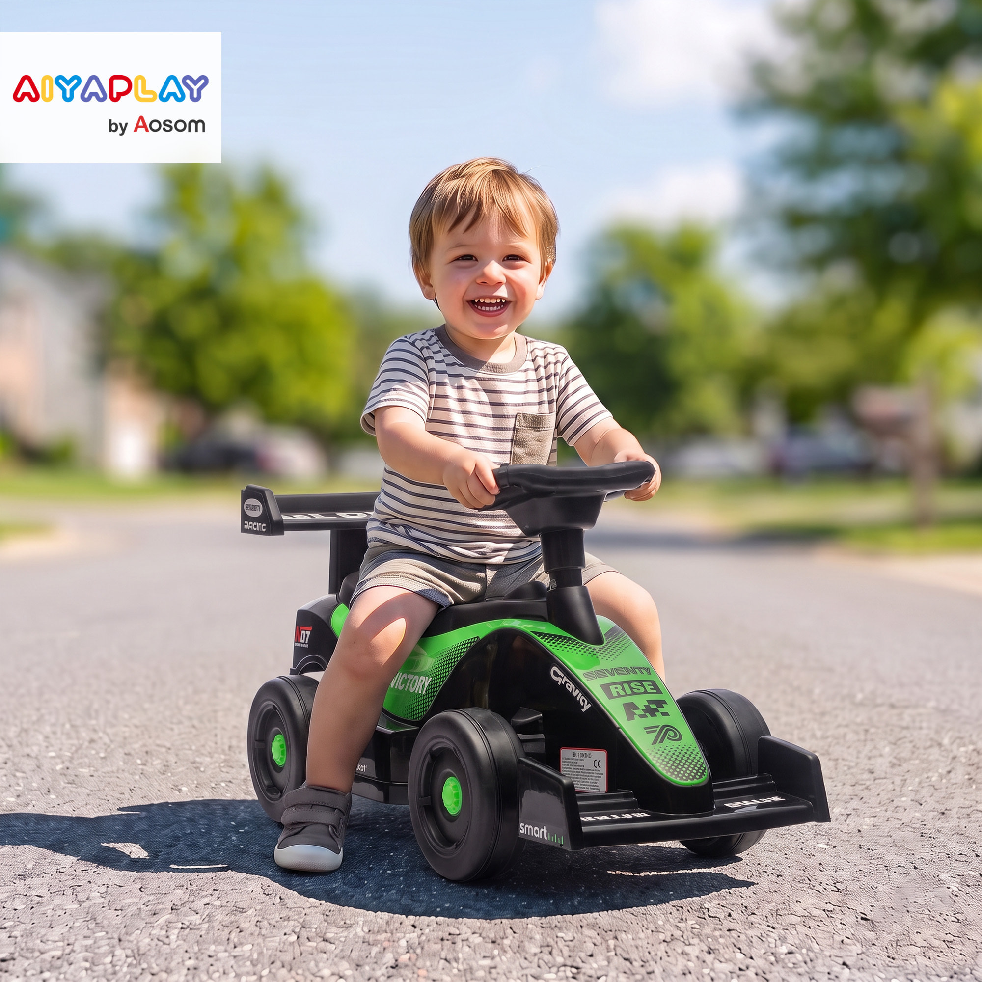 Porteur enfant Formule 1 butée anti-bascule coffre effets sonores noir vert