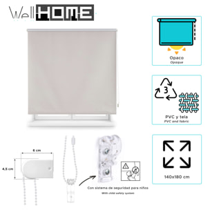 Well home estor enrollable opaco liso - gris 140 x 180cm (ancho x largo)/tamaño de la tela 137 x 175cm