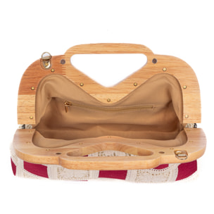 Bisenzio Borsa a mano Donna. Realizzato in legno naturale, cotone e paglia intrecciata.