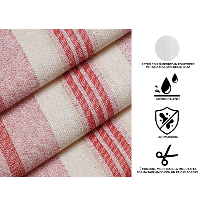 Tovaglia Antimacchia Idrorepellente Rotolo Tagliabile PVC Maniva Rigato Rosso D2
