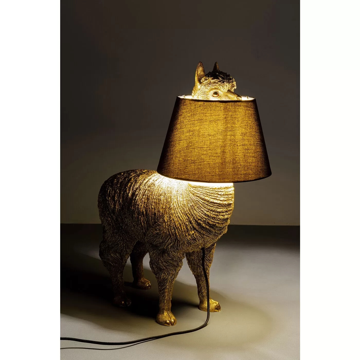 Lampe lama doré 59cm Kare Design