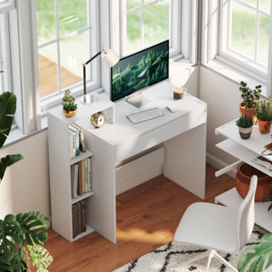 Bureau compact multi-rangement 100 x 40 x 90 cm blanc