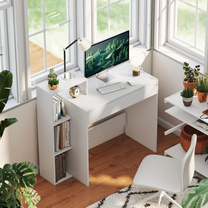 Bureau compact multi-rangement 100 x 40 x 90 cm blanc