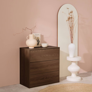 Commode. module de rangement décor bois noyer 3 tiroirs - Kompo