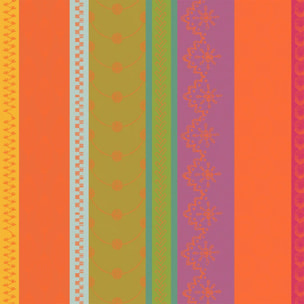 Serviette pur coton motif jacquard vert orange Mille broderies samba