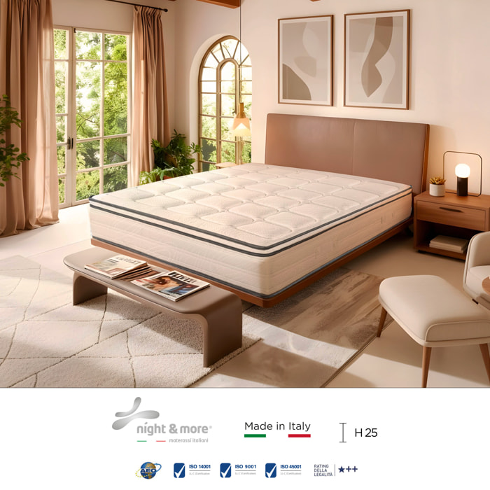"Volare" H25 cm 160x200 coppia guanciali Memory OMAGGIO 2cm memory foam