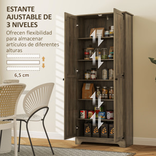 Alacena de Cocina Armario de Cocina Armario de Almacenaje con 2 Puertas y Estantes Ajustables para Comedor Salón 78x31,5x182 cm Marrón Grisáceo