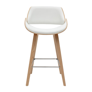 Tabourets de bar design blancs et bois clair H70 cm (lot de 2) CLASH