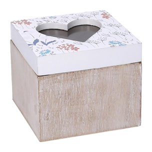 Scatola in legno bianco quadro cm10x10h8,5