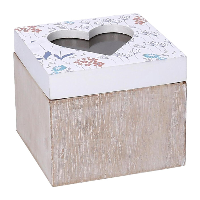 Scatola in legno bianco quadro cm10x10h8,5