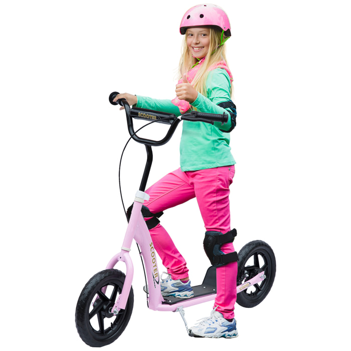 Patinete para Niños con Ruedas Grandes Freno Manillar Ajustable en Altura Rosa