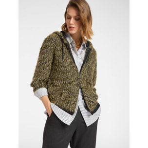 Elena Mirò - Sudadera de fil coupé con cremallera - Negro