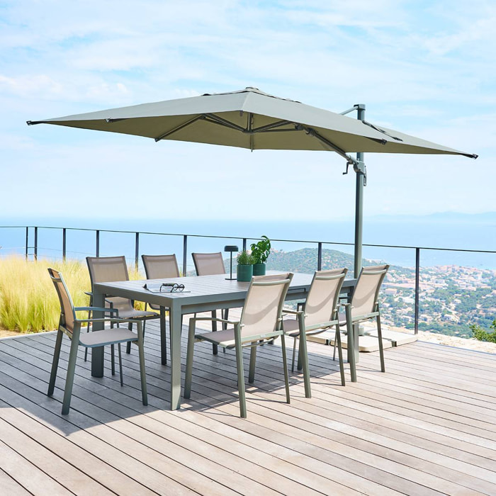 Parasol déporté carré inclinable Melhia 3x3 m vert laurier