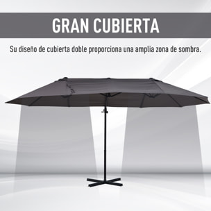 Sombrilla Doble Parasol de Acero 270x460x250cm Gris