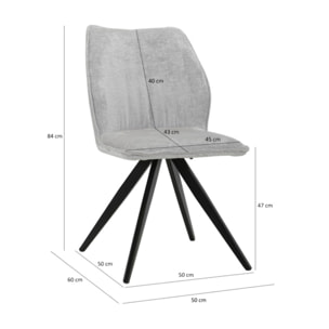 Chaise ergonomique velours et pieds croix métal - 3 coloris - LISBONNE