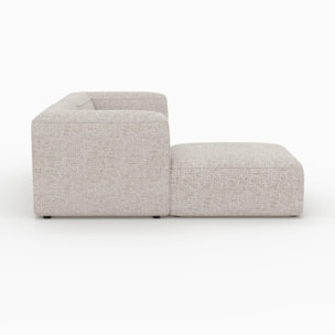 Canapé modulable en tissu beige 2 places avec pouf - Hestia