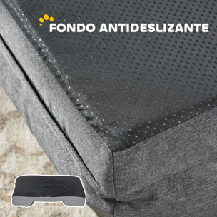Cama para Perros Medianos, Cama para Gatos, Colchón para Perros con Base Antideslizante, Funda Extraíble y Lavable, 91,5x68,5x16,5 cm, Gris