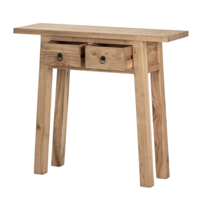 Consola Madera Mindi Natural 2 Cajones 90x30x80 Cm