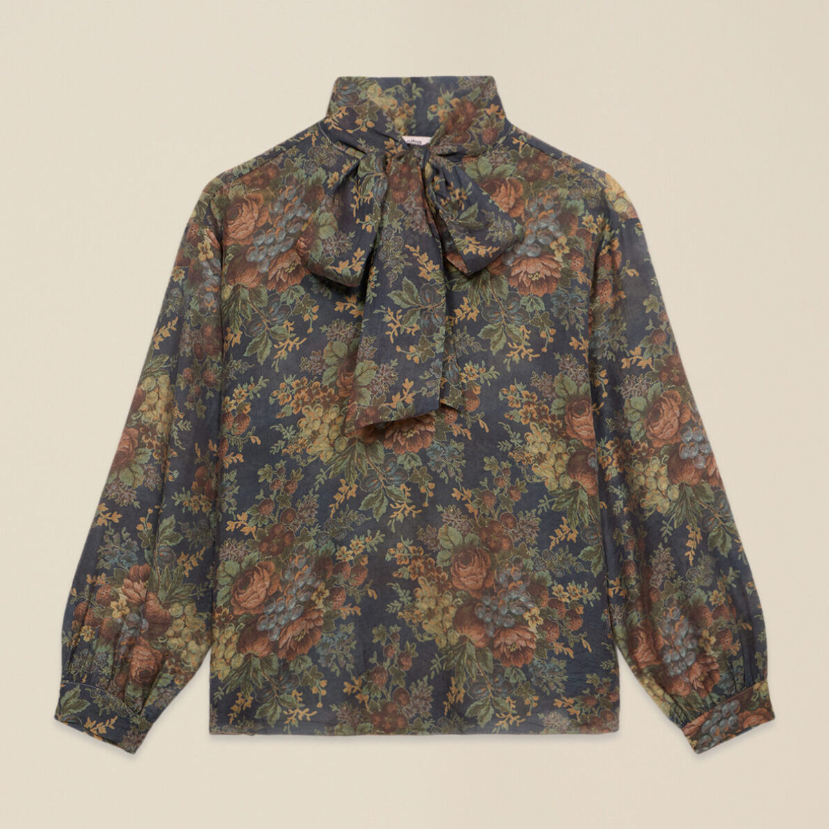 Oltre - Blusa fantasia con fiocco - Blu