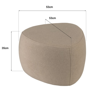 LEOPOLD - Pouf forme galet n°2 en tissu effet velours beige foncé