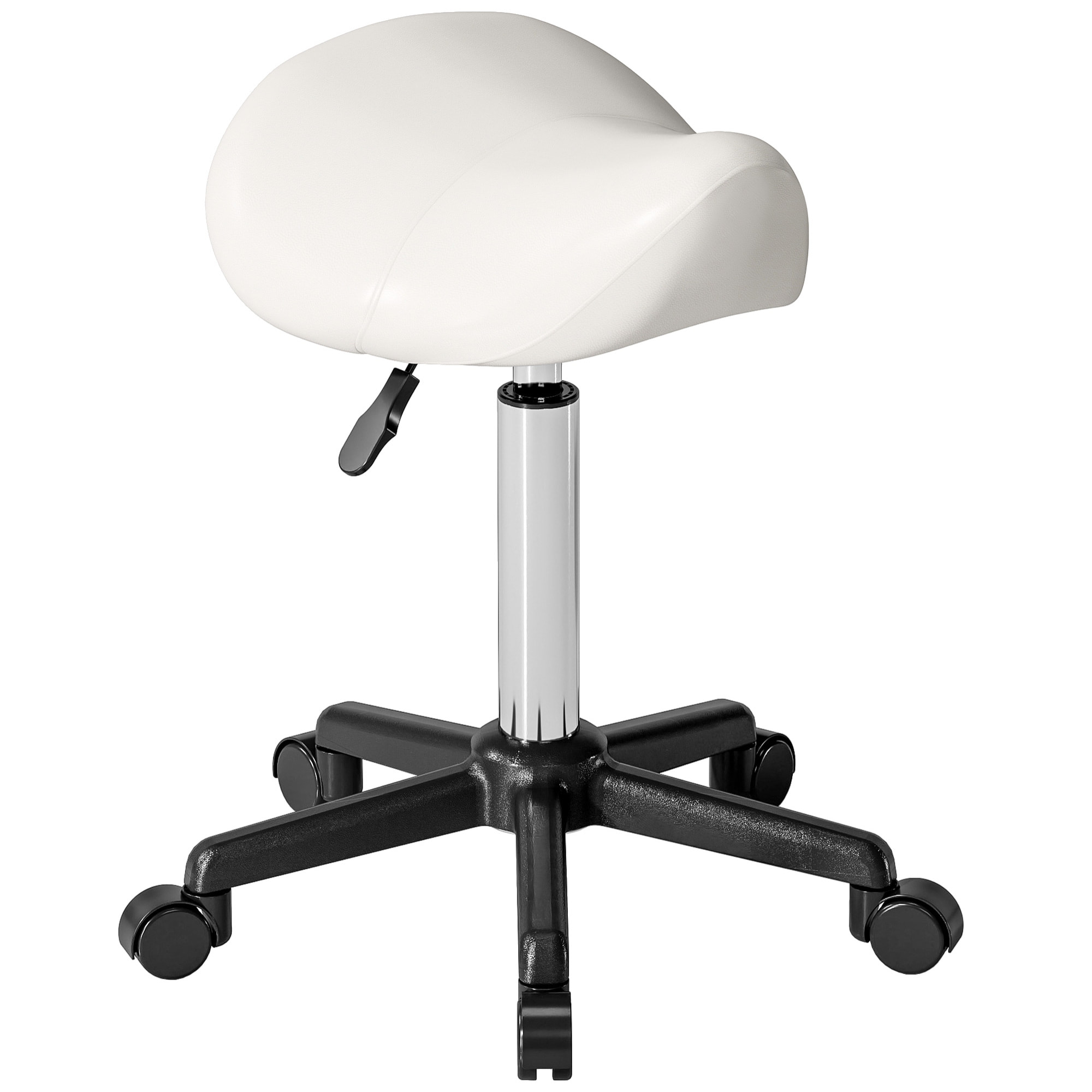 Tabouret de massage tabouret selle ergonomique pivotant 360° hauteur réglable revêtement synthétique blanc
