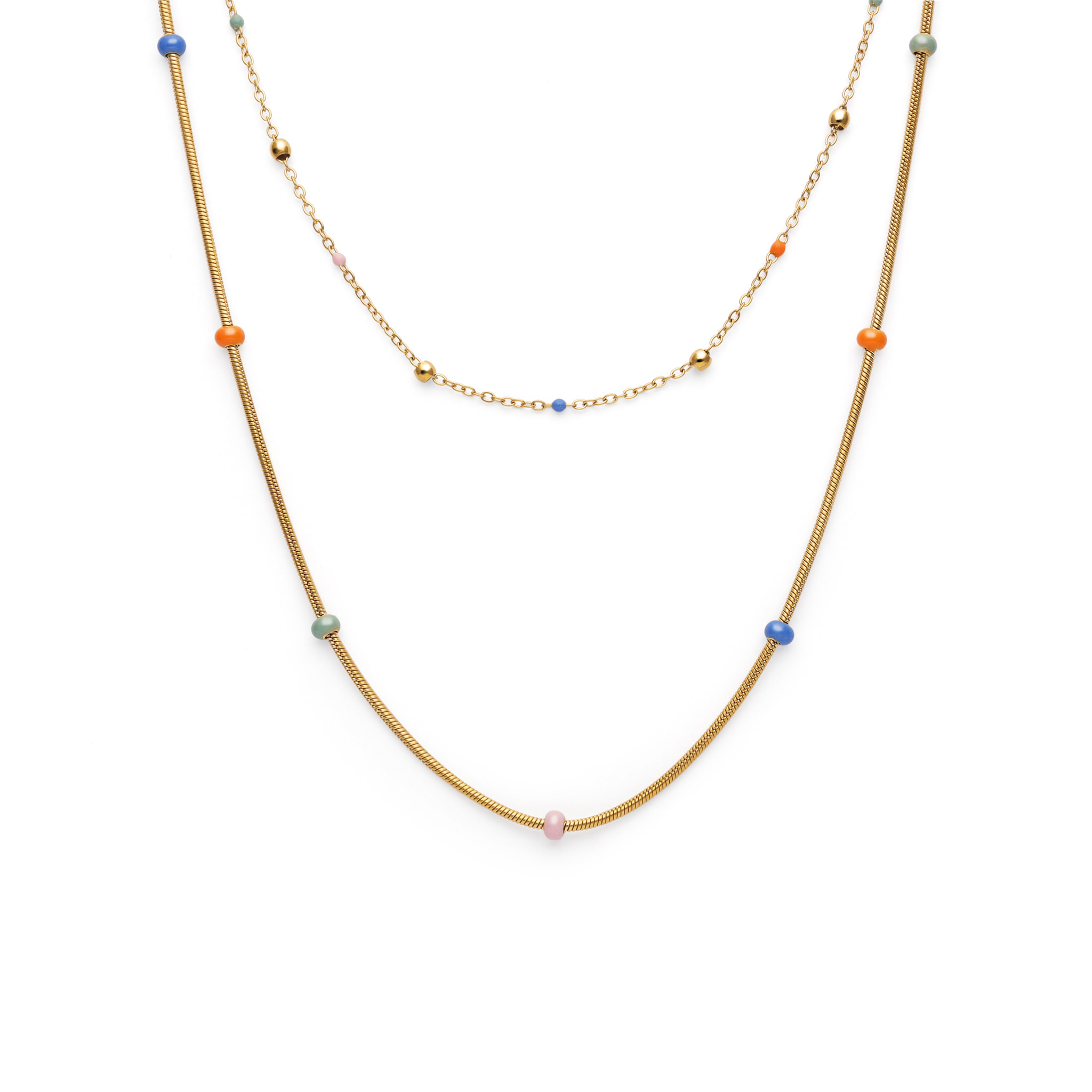 Collana Doble Carla Enamel Acciao Placcato Oro