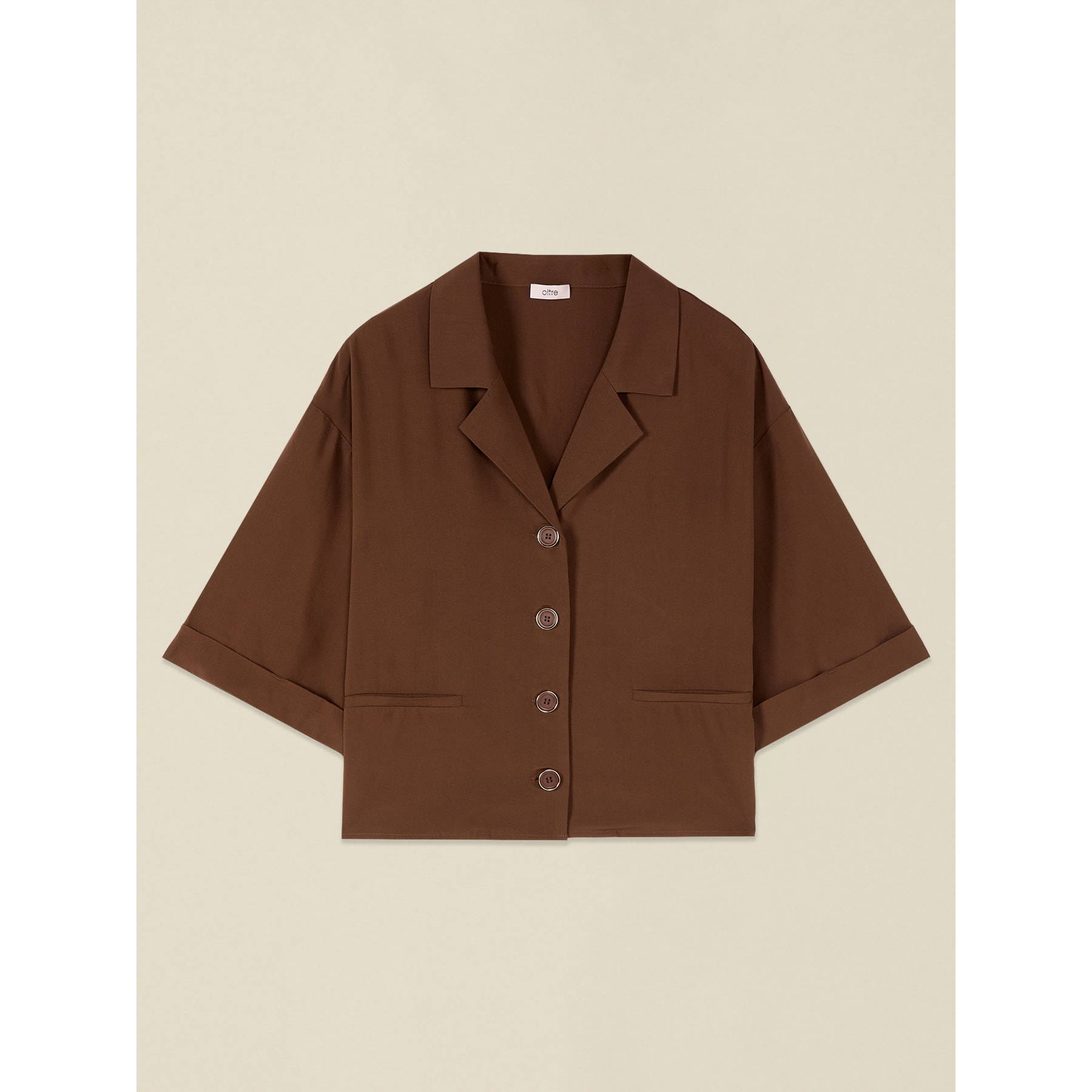 Oltre - Camicia cropped in viscosa - Marrone