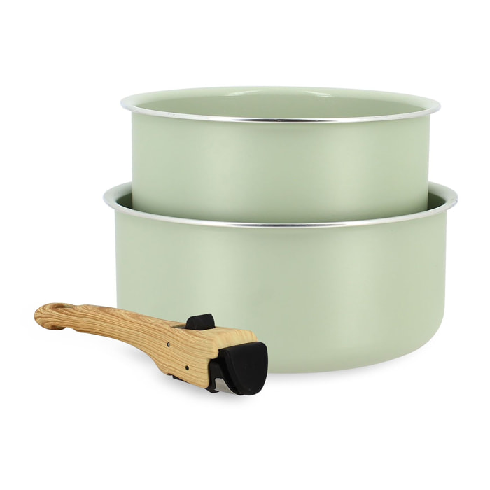 Lot de 2 casseroles céladon revêtement céramique - Tous feux COLORAMA