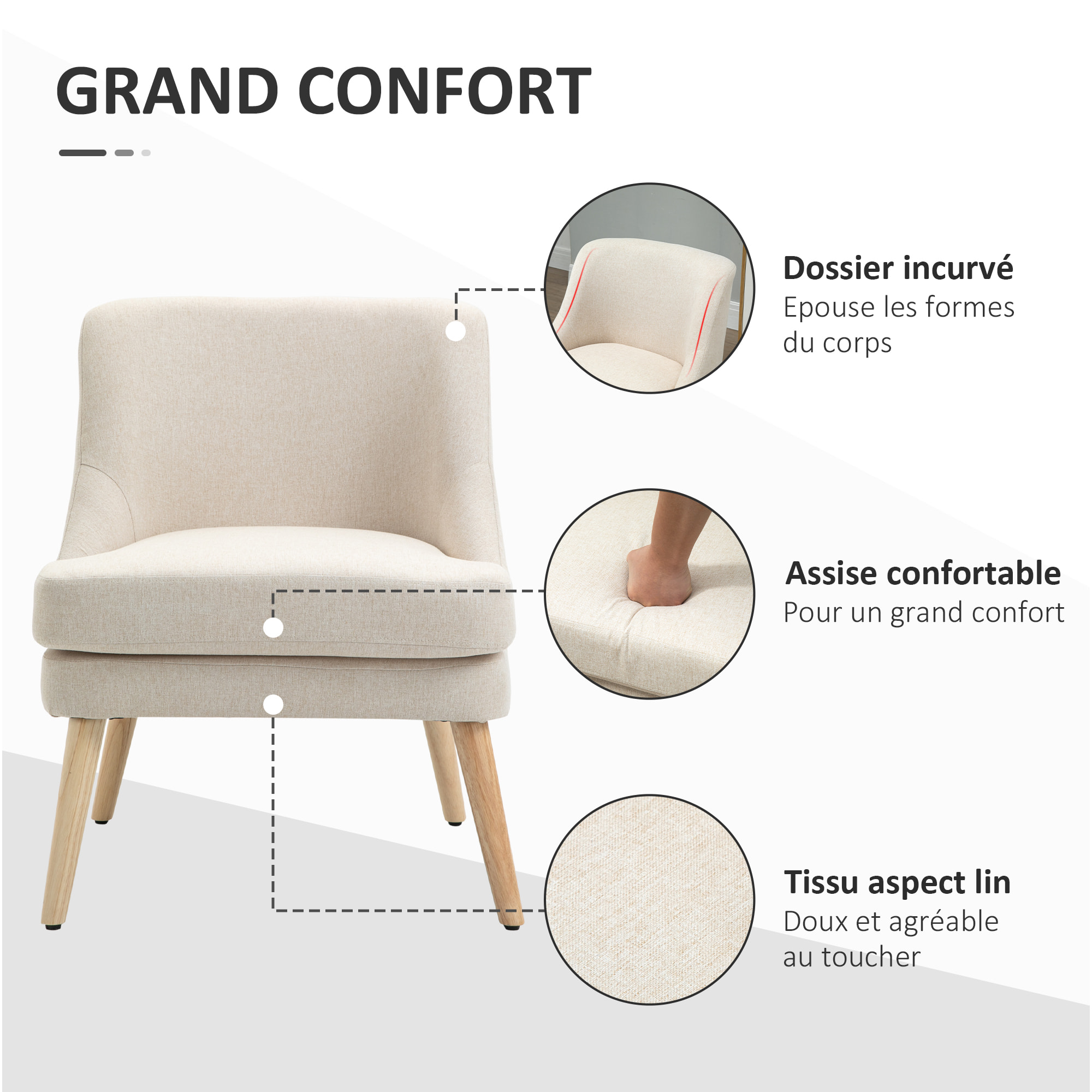 Fauteuil scandinave – Assise confortable – Style épuré