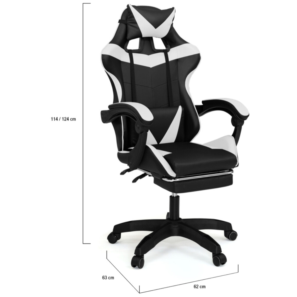 Fauteuil de bureau spécial gaming noir et blanc