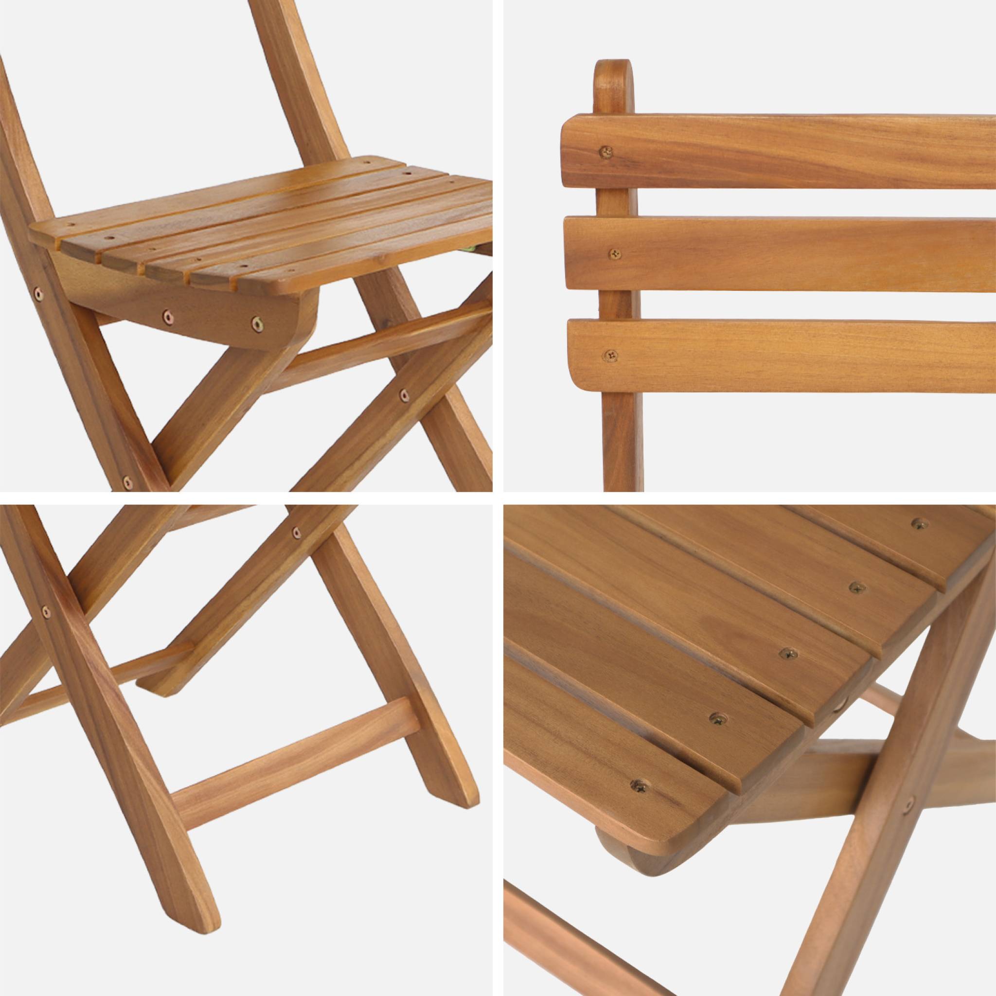 Lot de 4 chaises de jardin CALENA pliables acacia naturel. 40 x 52 x 85 cm