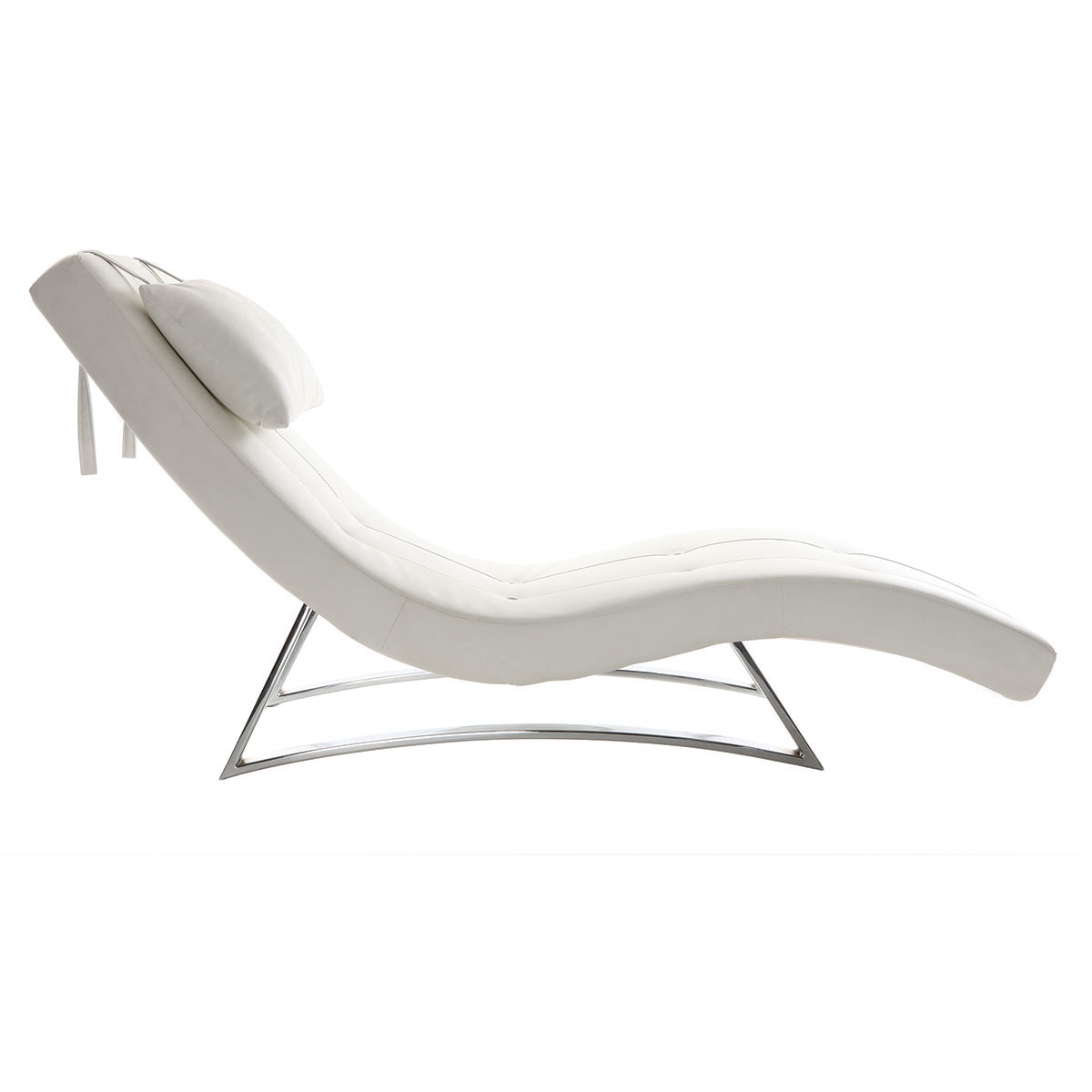 Chaise longue design blanc et acier chromé BARTY