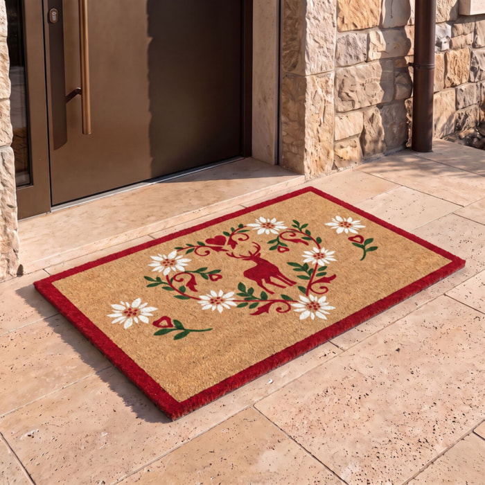 Zerbino stile tirolese con cervo e fiori in cocco - Multicolore