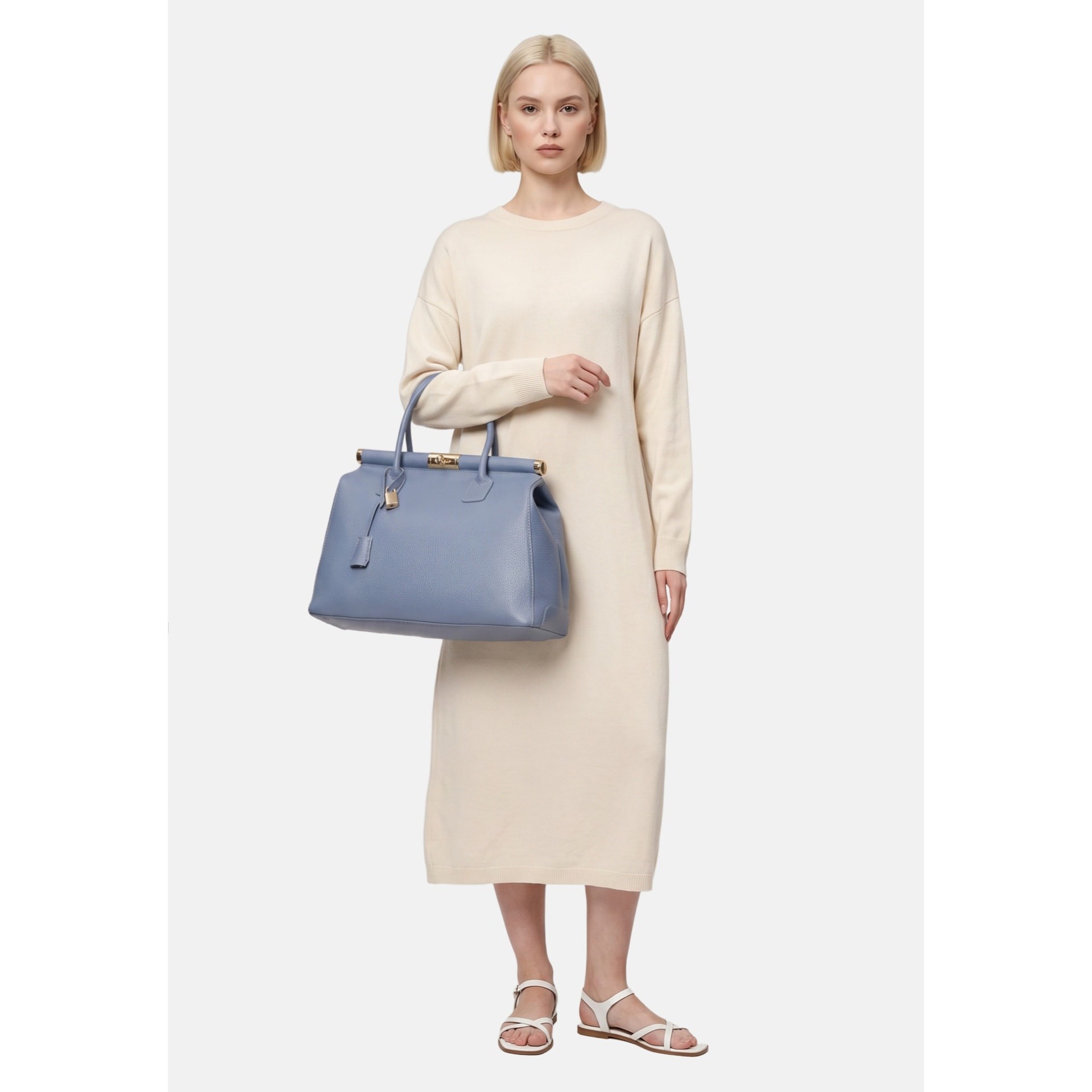 Borsa a mano da donna - Modello Aleria - Vera pelle - 35.0 x 26.0 x 16.0 cm