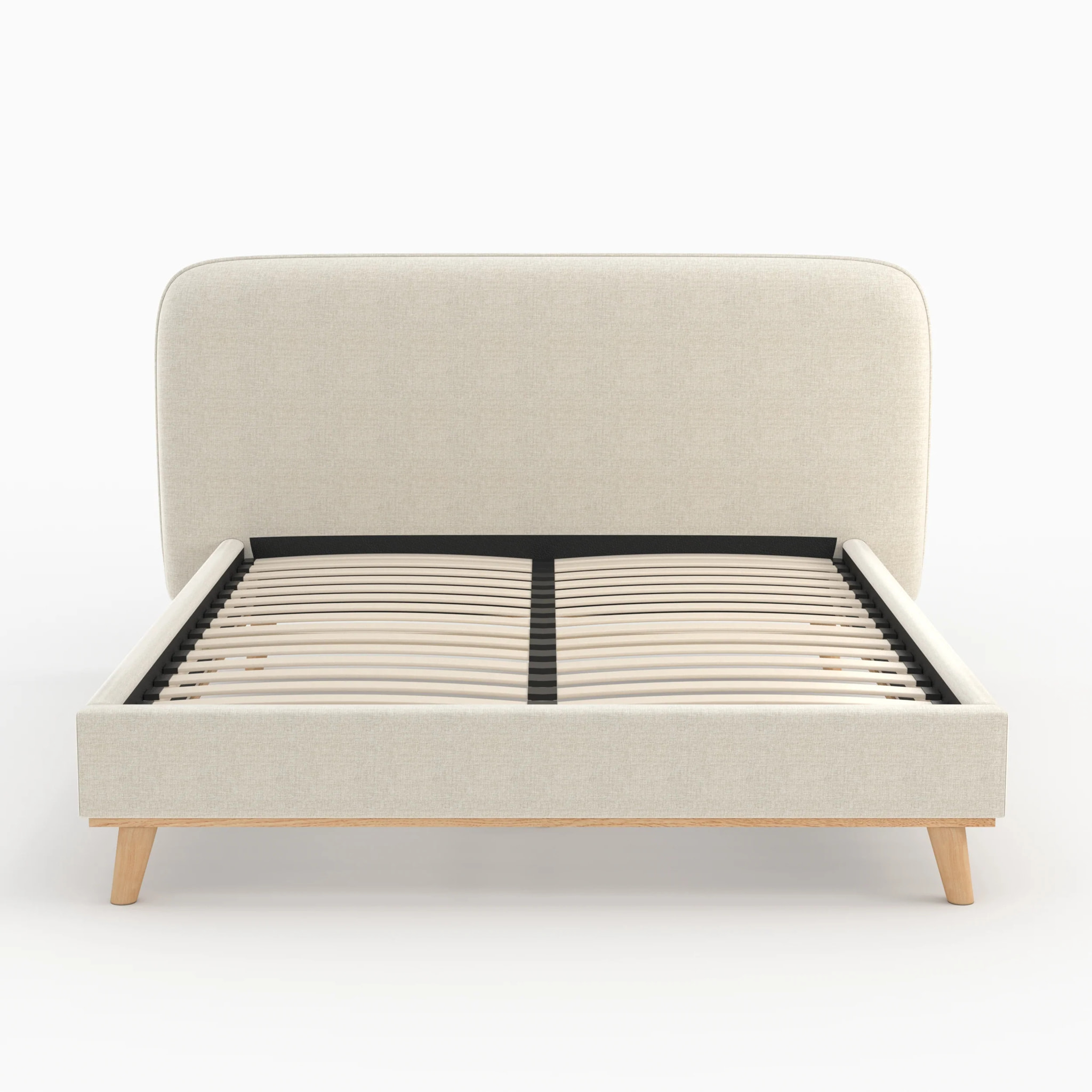 Lit double 160x200 cm en tissu gris/beige - Modjo