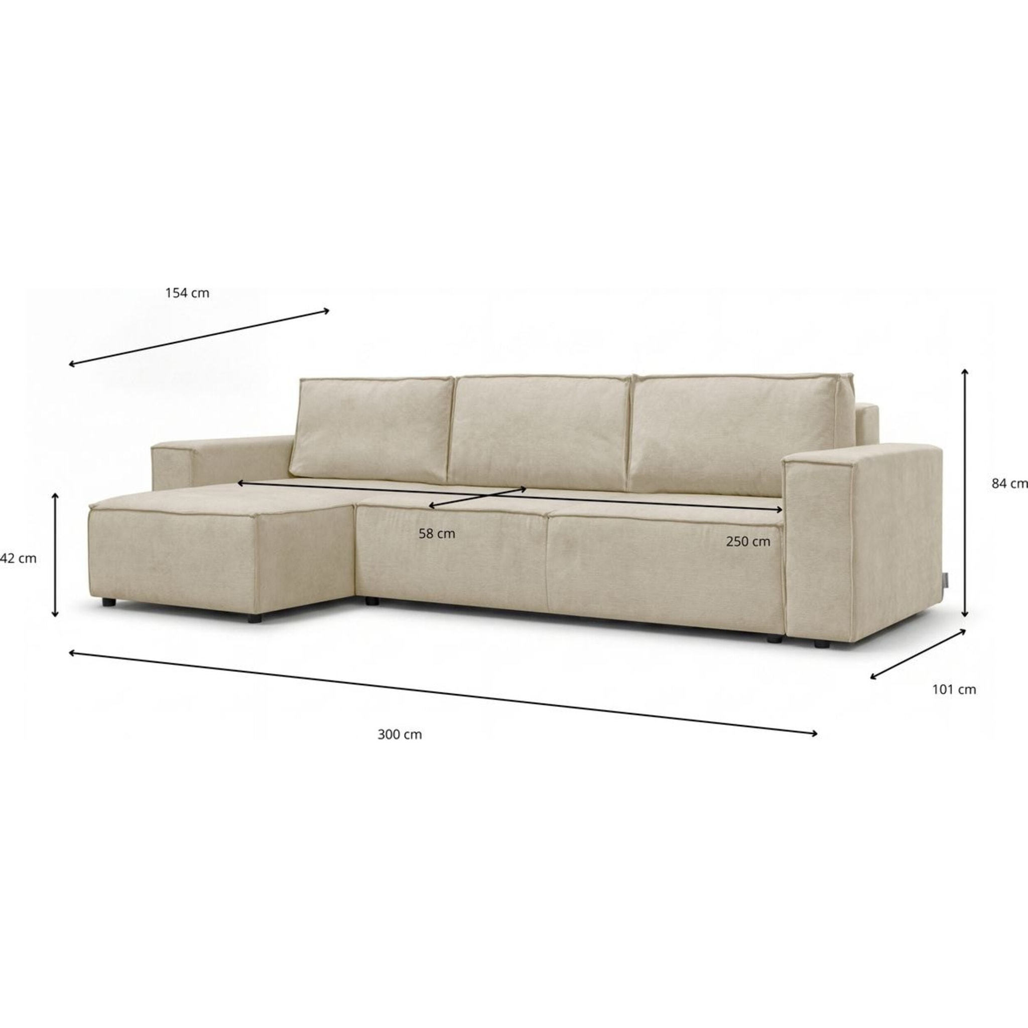 Canapé d'angle convertible 5 places en tissu chenille - HARPER