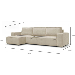 Canapé d'angle convertible 5 places en tissu chenille - HARPER