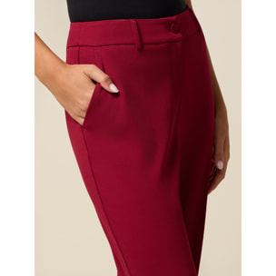 Oltre - Pantaloni cropped in tessuto crêpe - Bordeaux