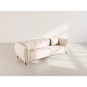 Arsene - Canapé droit 3 places en velours texturé - Beige