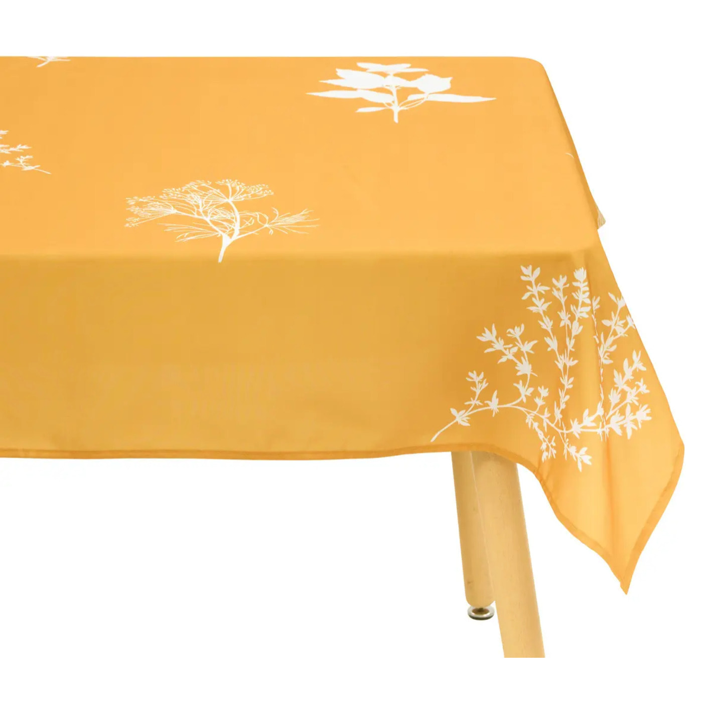 Nappe Garrigue 300x150cm moutarde imprimé feuilles